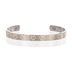 Hearts Design Two Tone Magnetic Bracelet Arthritis Pain Therapy Cuff Bangle